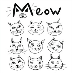 Obraz premium Cat face doodles