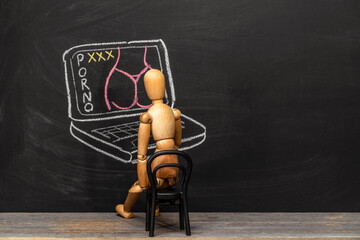 adult internet concept. Young man browses porn on the internet