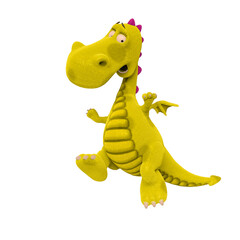 dinosaur cartoon is jumping and looking down