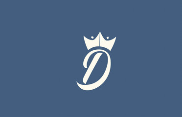 Fototapeta premium yellow blue hand written D alphabet letter logo icon. Business typography with royal style king crown