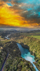 Fototapeta na wymiar Aerial panoramic view of Huka Falls landscape, Taupo - New Zealand