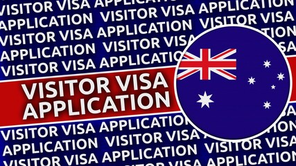 Australia Circular Flag with Visitor Visa Application Titles - 3D Illustration