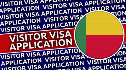 Benin Circular Flag with Visitor Visa Application Titles - 3D Illustration