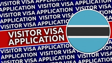 Botswana Circular Flag with Visitor Visa Application Titles - 3D Illustration