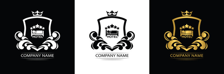 hotel logo template luxury royal vector company decorative emblem with crown	