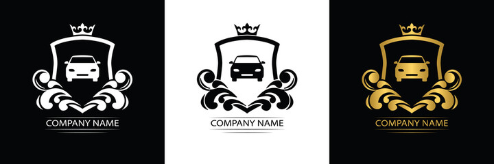 car logo template luxury royal vector company decorative emblem with crown	