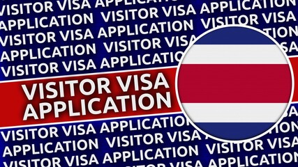 Costa Rica Circular Flag with Visitor Visa Application Titles - 3D Illustration