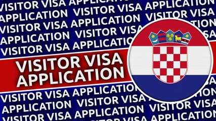 Croatia Circular Flag with Visitor Visa Application Titles - 3D Illustration