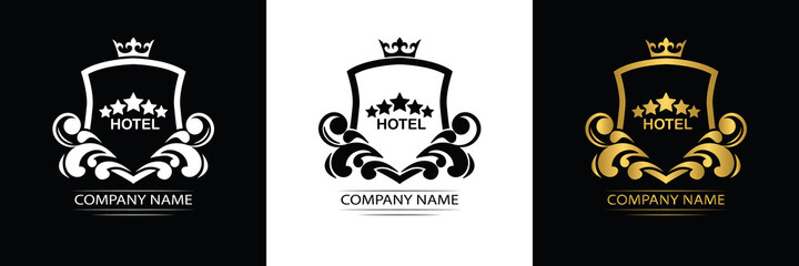 hotel logo template luxury royal vector company decorative emblem with crown	
