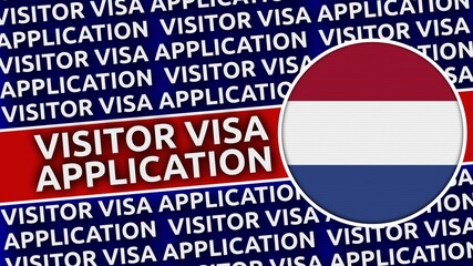Netherlands Circular Flag with Visitor Visa Application Titles - 3D Illustration