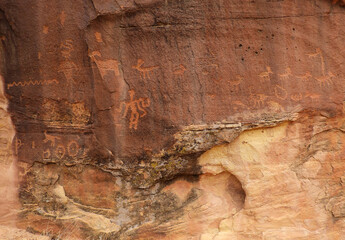 ancient native american petroglyphs in shay canyon, near canyonlands national park, utah
