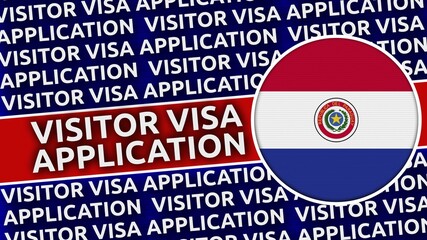 Paraguay Circular Flag with Visitor Visa Application Titles - 3D Illustration
