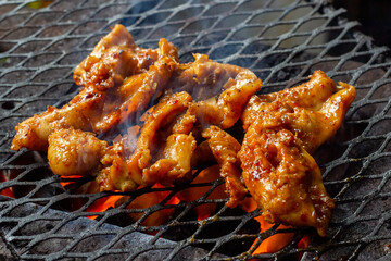 Grilled Conch Cooking Over Open Flame
