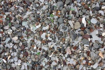 close up of colored sea glass at Glass Beach along the coastal trail  in mackerricher state park in fort bragg,  northern california