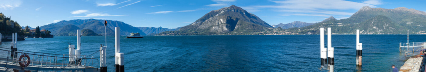 panorama over the centre of lake Como from the village of Varenna.