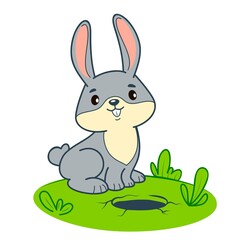 Cute rabbit cartoon. Bunny clipart vector illustration