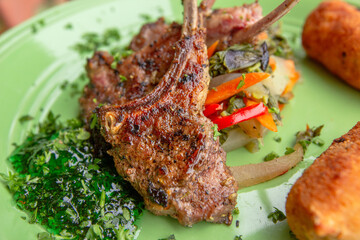 Lamb Chop with Mint Jelly & Sautéed Vegetable