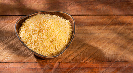 Panko Japanese bread in crumbs in the wooden bowl
