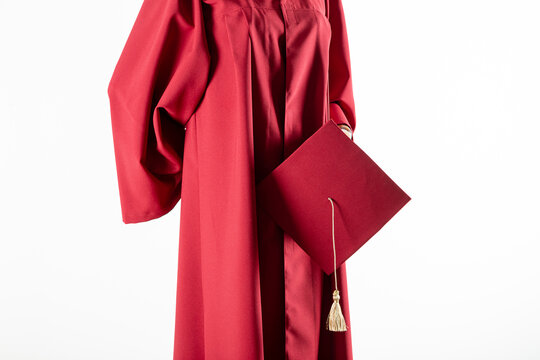 mannequin in red gown of college graduate