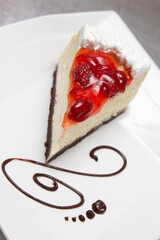 A Slice Of White Chocolate Cheesecake on White Plate