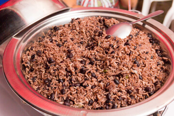 Rice & Beans In Round Serving Pan