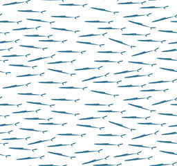 A flock of small fish. Seamless pattern with the school of fish. 