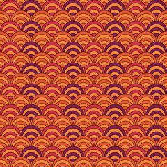 Fototapeta na wymiar Seamless scales pattern. Japan traditional ornament. Ethnic embroidery. Repeated scallops. Fish scale. Repeat scallop shapes background. Japanese sashiko uroko motif. Vector tiles. Squama wallpaper