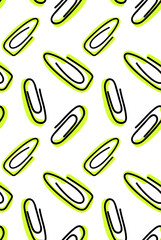 Funny clips. Seamless pattern on the white background. 