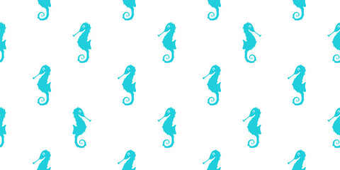 Cute sea horse. Seamless pattern on the white background.