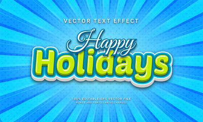 Happy holiday editable text effect