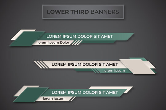 Three geometric lower third banners set design. Modern geometric lower third banner template design. Colorful lower thirds set template vector