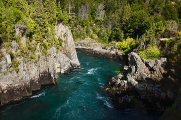 The raging waters of the Futaleuf&uacute; River, Puente Gelvez, Futaleuf&uacute;, Patagonia, Chile