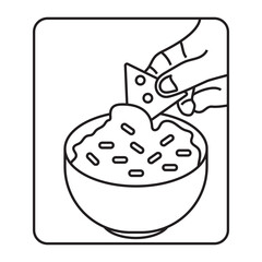 line art illustration the corn tortilla chips dipped mexican guacamole sauce for apps or websites