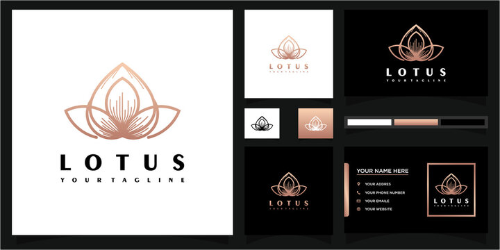 Abstract flower logo and business card reference Premium Vector.