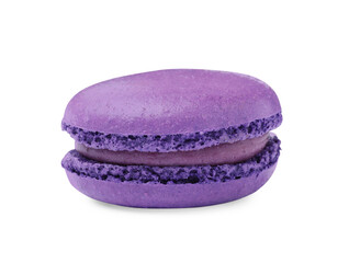 Purple macaron isolated on white. Delicious dessert