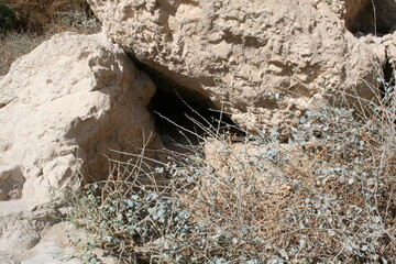 cave in mountain wall israel desert