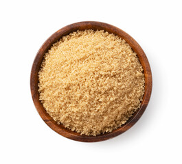 Sugar cubes of blanched sugar placed on a white background.