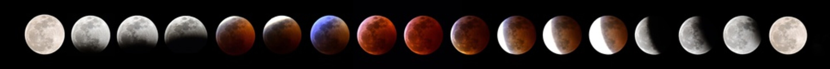 the  sequenced stages of a super blood wolf moon eclipse  in january 2019