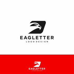 Letter O eagle head logo black vector color and red background art