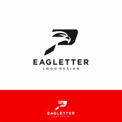Letter P eagle head logo black vector color and red background art