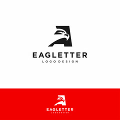 Letter A eagle head logo black vector color and red background art