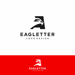 Fototapeta premium Letter A eagle head logo black vector color and red background art