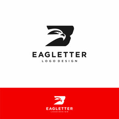 Letter B eagle head logo black vector color and red background art