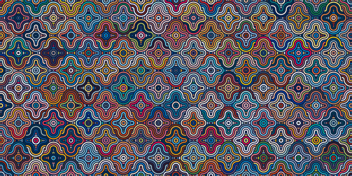  Abstract geometric pattern circles overlapping. Colorful background traditional design for carpet,wallpaper,clothing,wrapping,batik,fabric
