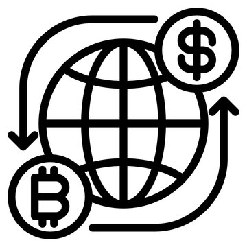 black globe bitcoin dollar exchange icon clip art preview
