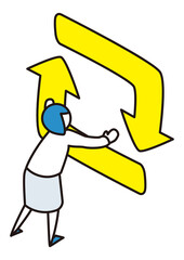 リツイートを押す人　アイソメトリック