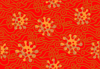 Exclusive batik motif "Corona" as a marker of the COVID-19 outbreak that is still happening in Indonesia. Indonesian batik motifs. Vector EPS 10