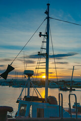 Napier waterfront, Westshore, Ahuriri, fishing boats rigging silhouette.