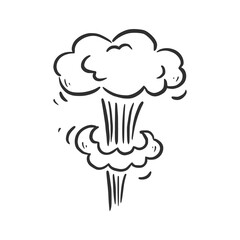 Hand drawn explosion cloud, splash smoke element. Comic doodle sketch style. Splash cloud icon. Isolated vector illustration