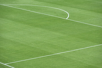 Fototapeta premium Green football field with nobody